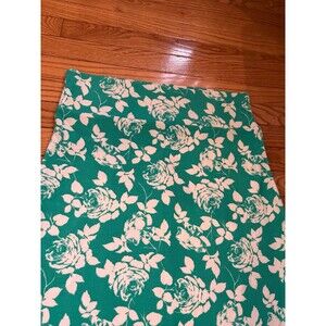 Womens pencil skirt mini green white floral Hawaiian tropical vacation party NEW